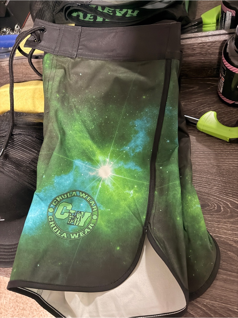 Chula Wear Green Galaxy Board Shorts